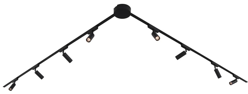 Sistema de iluminação de trilho moderno com 8 focos pretos monofásicos - Magnetic Samson