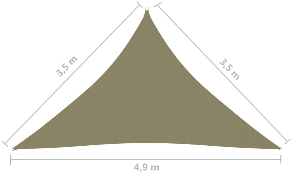 Para-sol tecido oxford triangular 3,5x3,5x4,9 m bege