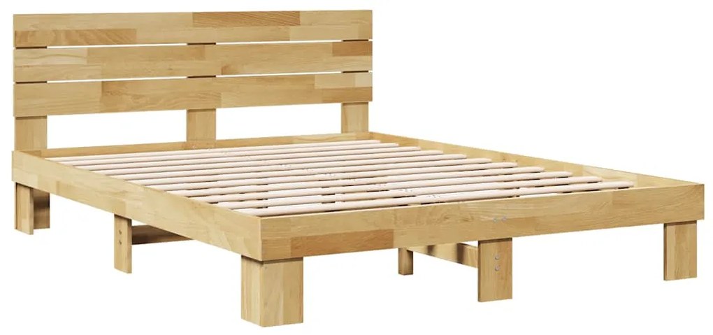 Estrutura cama cabeceira sem colchão 150x200 cm maciça carvalho