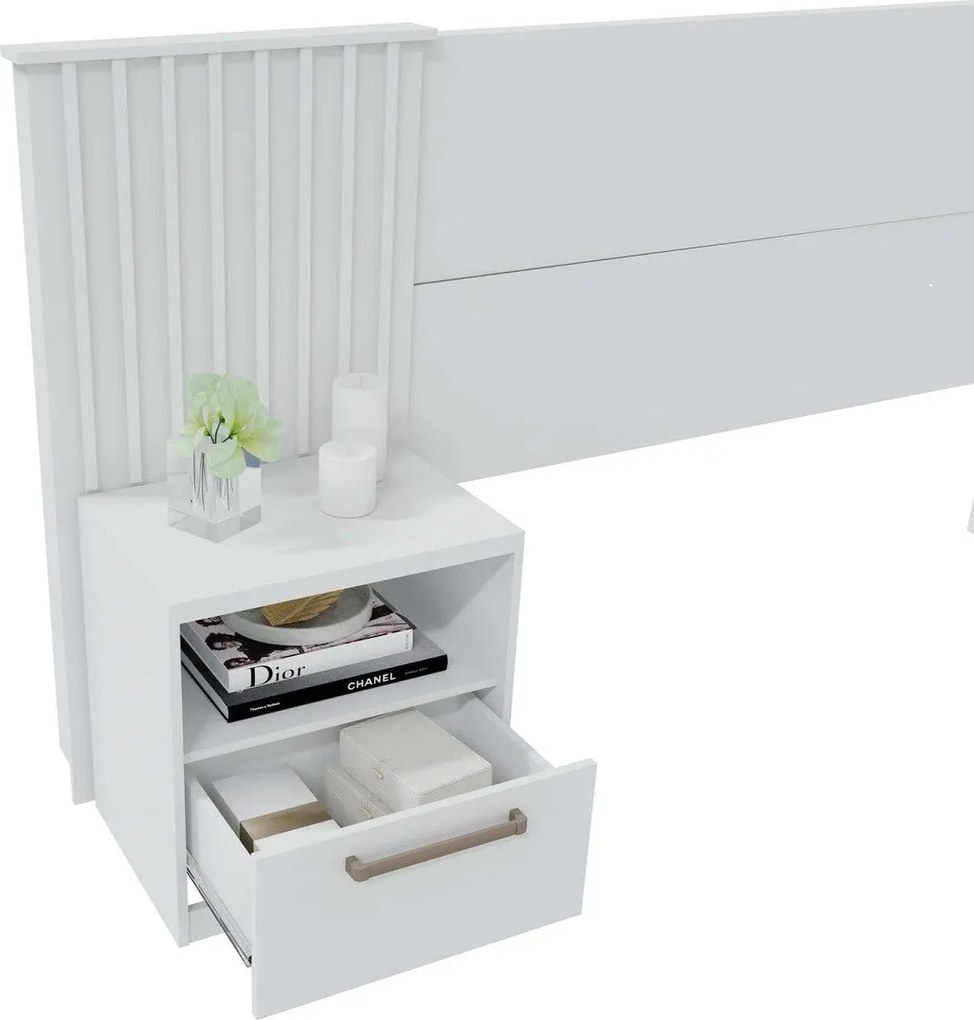 Cabeceira de Cama LUCHIA – Extensível + 2 Mesas de Cabeceira – MDP Bra