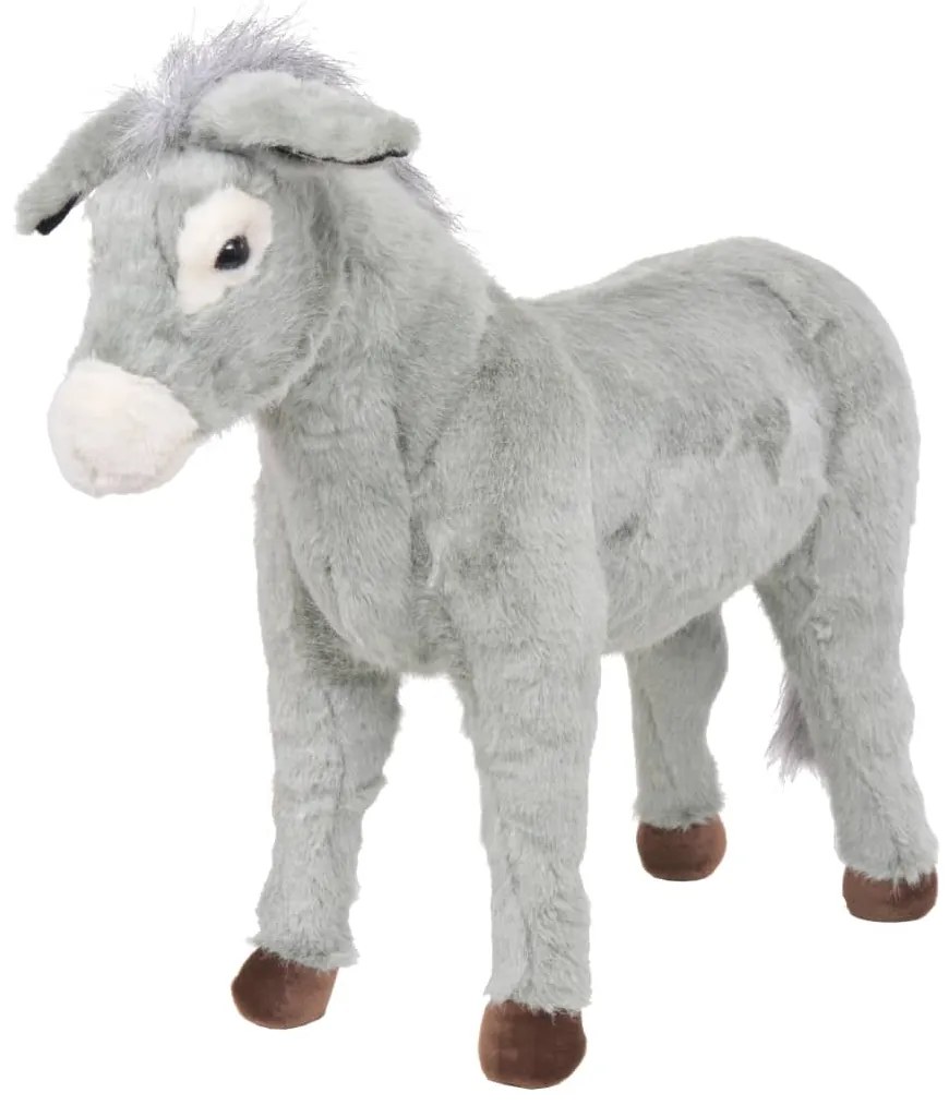vidaXL Burro de montar em peluche cinzento XXL
