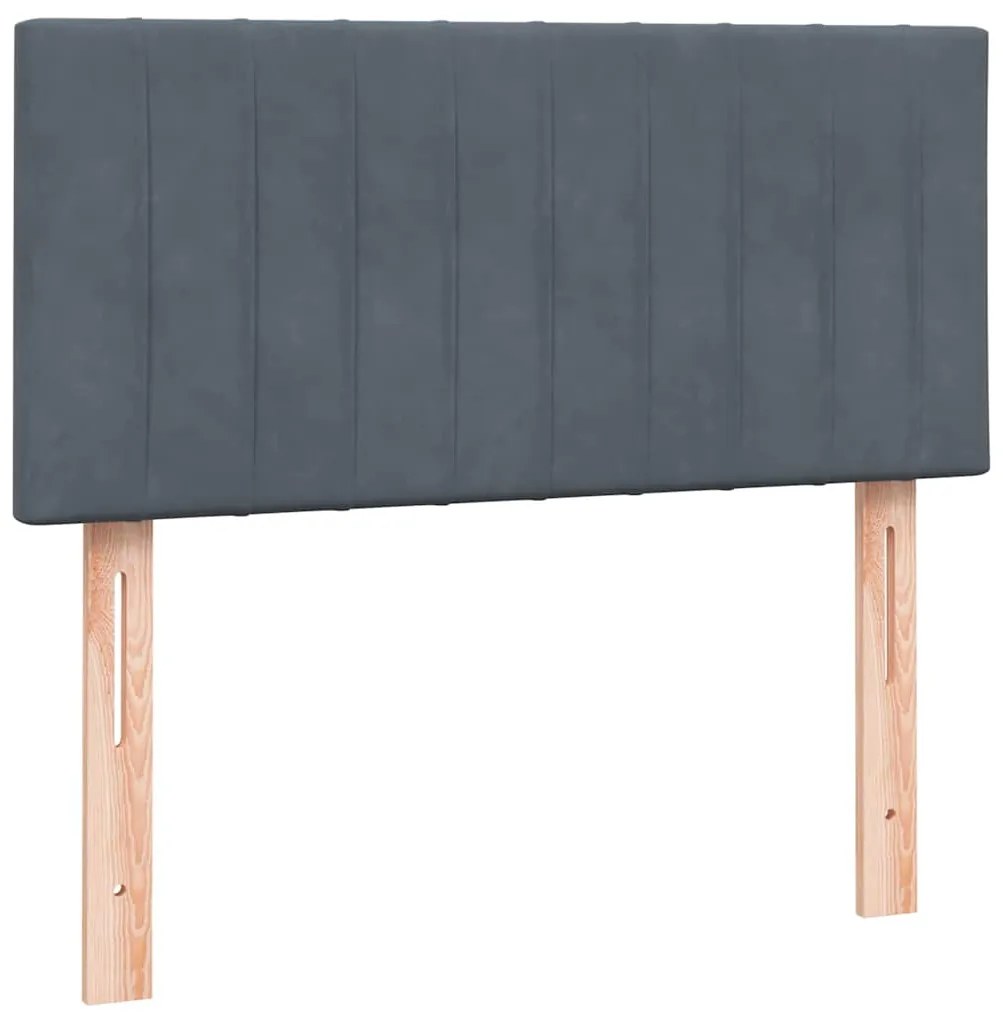 Cama com molas/colchão 90x220 cm veludo cinzento-escuro