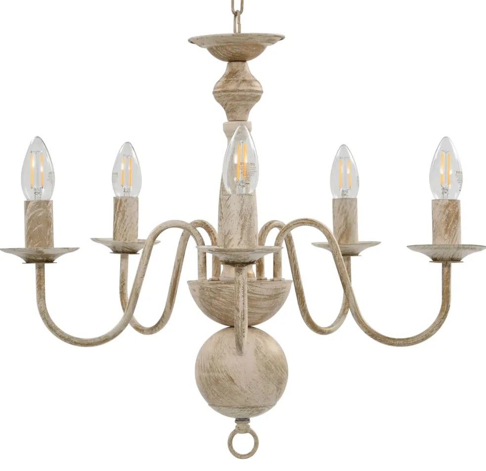 Lustre antigo de 5 lâmpadas E14 branco