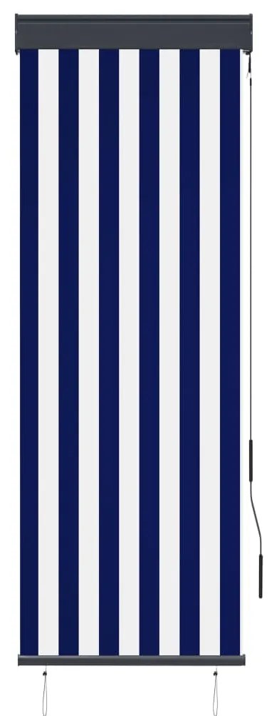 Estore de rolo para exterior 60x250 cm azul e branco