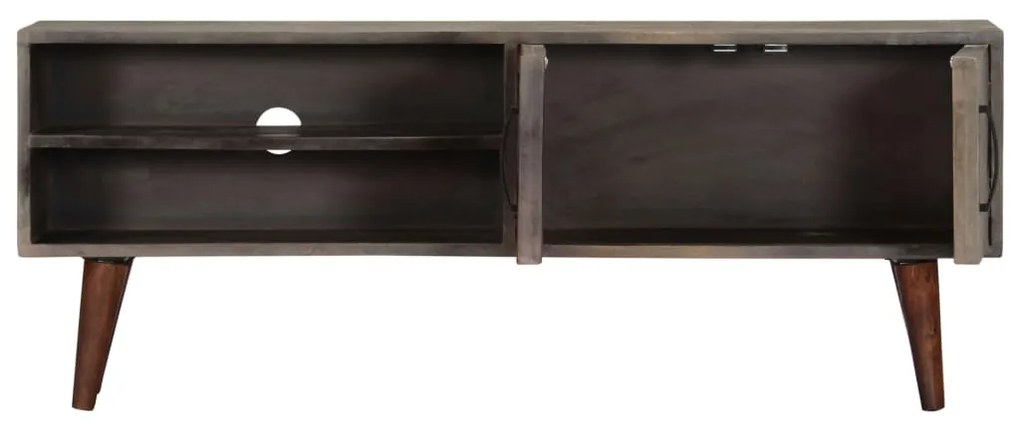 Móvel TV 130x30x46 cm madeira mangueira áspera maciça cinzento