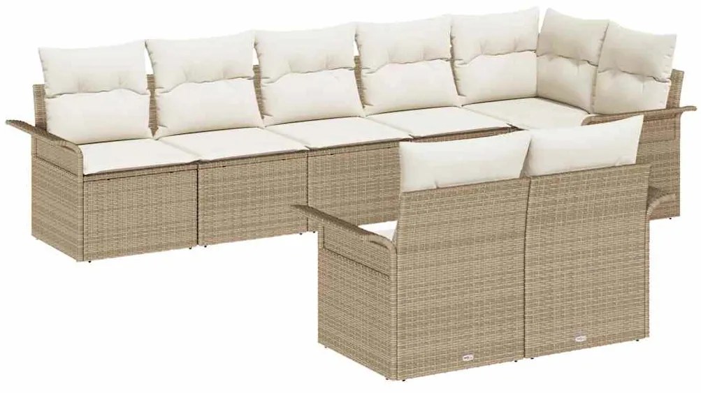 Conjunto de Sofá de Jardim vidaXL com 8 Peças e Almofadas em Poliratta