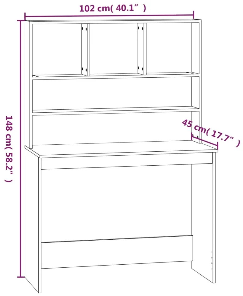 Secretária c/ prateleiras 102x45x148cm derivados madeira branco