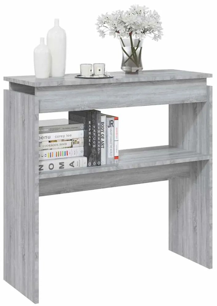 Mesa consola 80x30x80 cm derivados de madeira cinzento sonoma