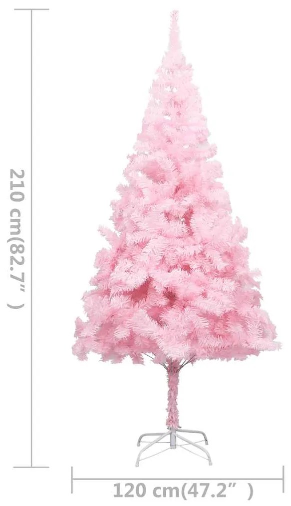 Árvore Natal artificial pré-iluminada c/ bolas PVC rosa