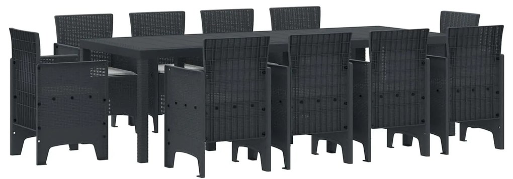 vidaXL Conjunto de Jantar para Jardim 11 pcs Antracite Polipropileno