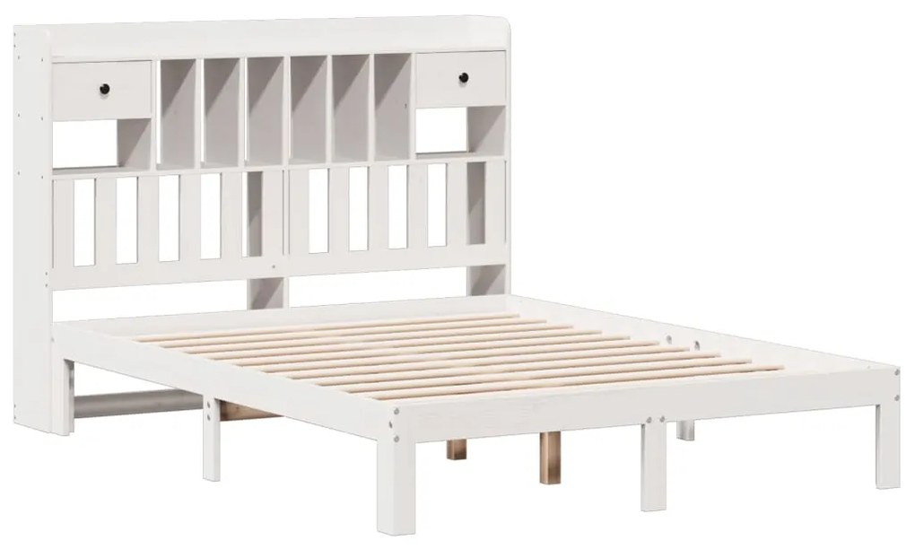 Cama com estante sem colchão 135x190 cm pinho maciço branco