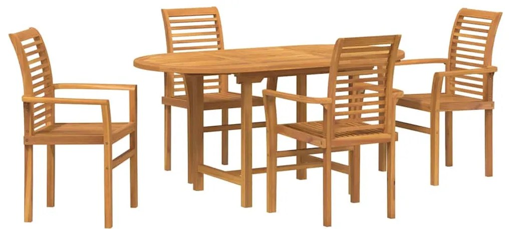 Conjunto de Jantar para o Jardim com 5 peças em Madeira Sólida de Teak