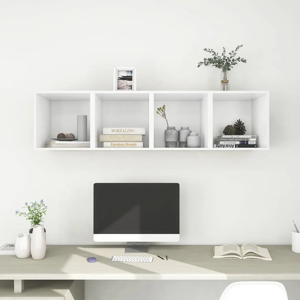 vidaXL Armários de parede 4pcs 37x37x37 cm derivados de madeira branco