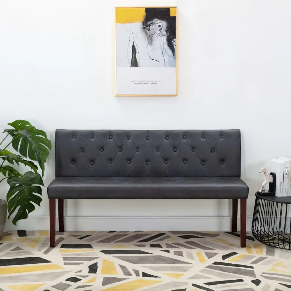 288572 vidaXL Banco 148,5 cm camurça artificial cinzento