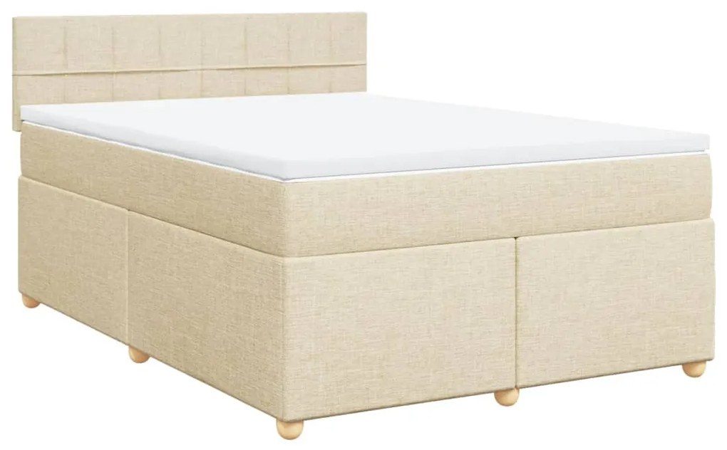 Cama com molas/colchão 140x200 cm tecido cor creme