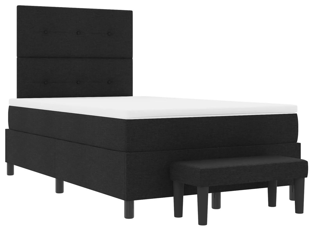 Cama Box Spring com Colchão e Banco Preto 120x200 cm Tecido