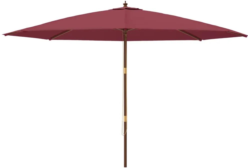 Guarda-sol de jardim c/ poste madeira 400x273 cm bordô