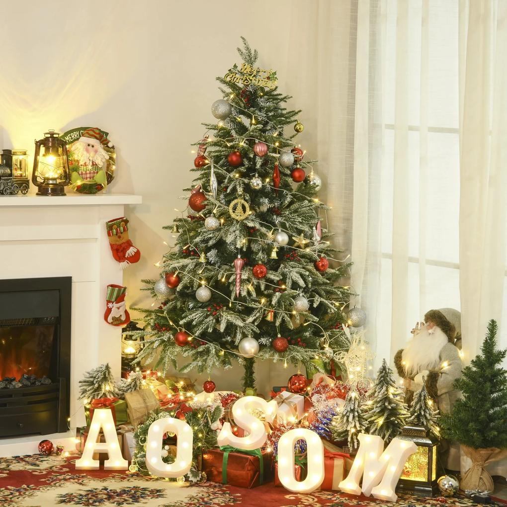 HOMCOM Árvore de Natal Artificial 150 cm Altura com 56 Bagas 451 Galhos de PE e PVC Base Dobrável e Suporte Metálico Decoração de Natal Verde