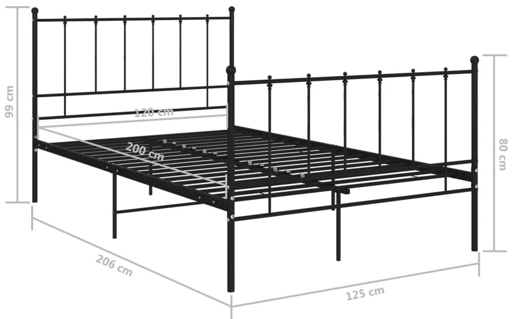 Estrutura de cama 120x200 cm metal preto
