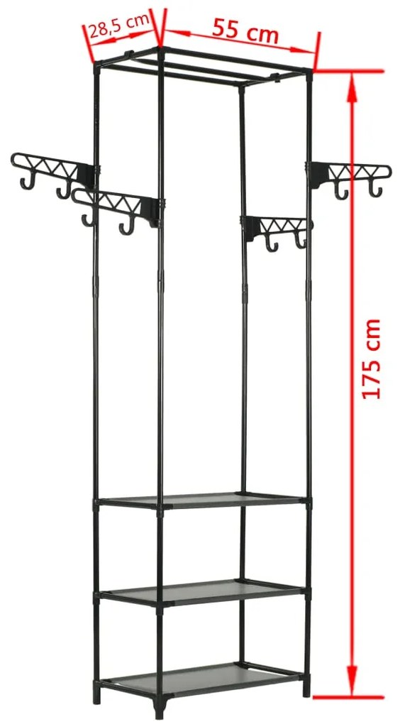Suporte para roupas aço e tecido não tecido 55x28,5x175cm preto