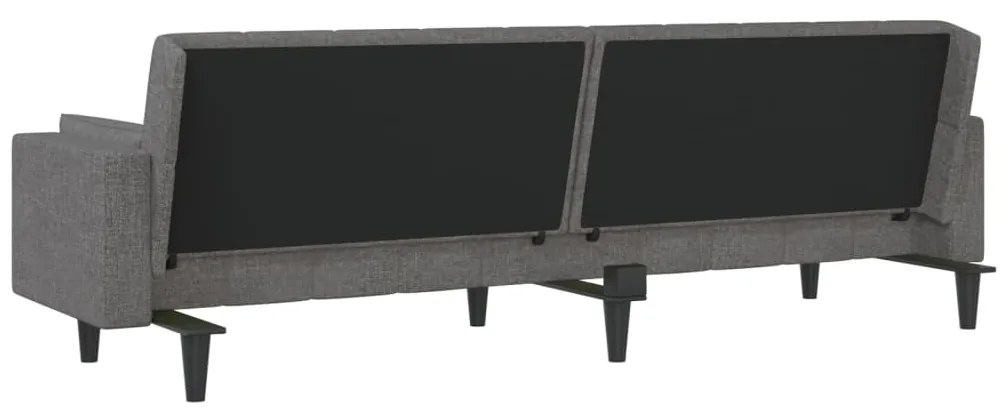Sofá-cama 2 lugares com duas almofadas tecido cinzento-claro