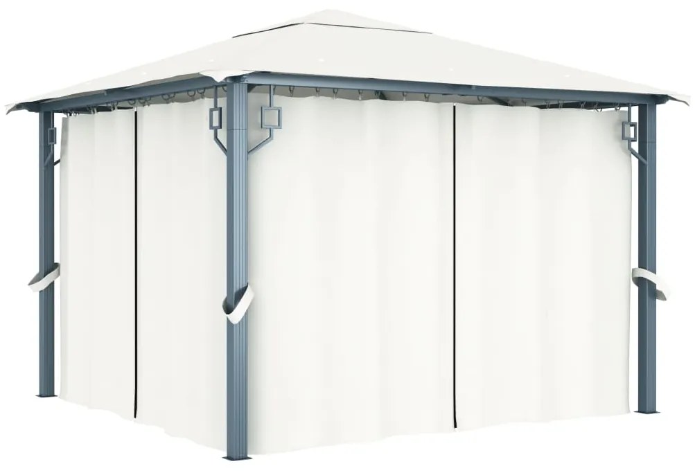 vidaXL Gazebo com cortina 300x300 cm alumínio creme