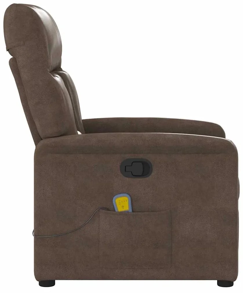 Poltrona de massagens reclinável tecido de microfibra castanho