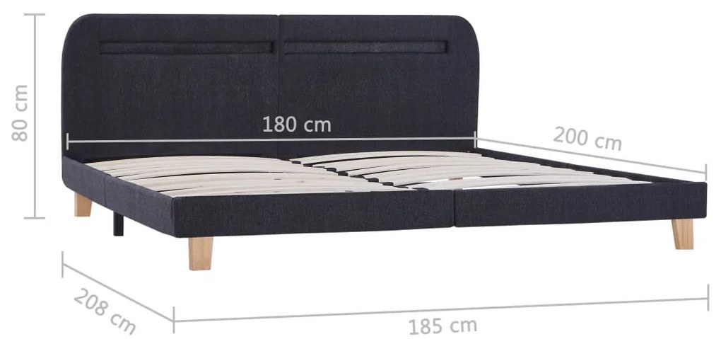Estrutura de cama com LEDs em tecido 180x200 cm cinzento-escuro