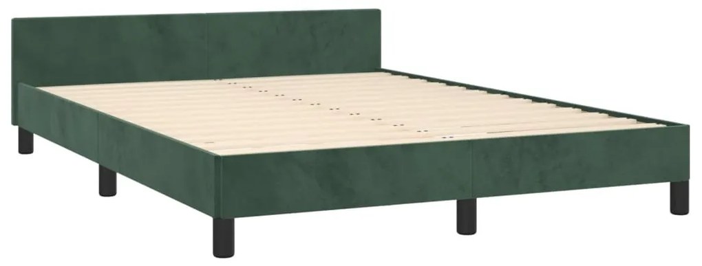 Estrutura de cama sem colchão 140x200 cm veludo verde-escuro