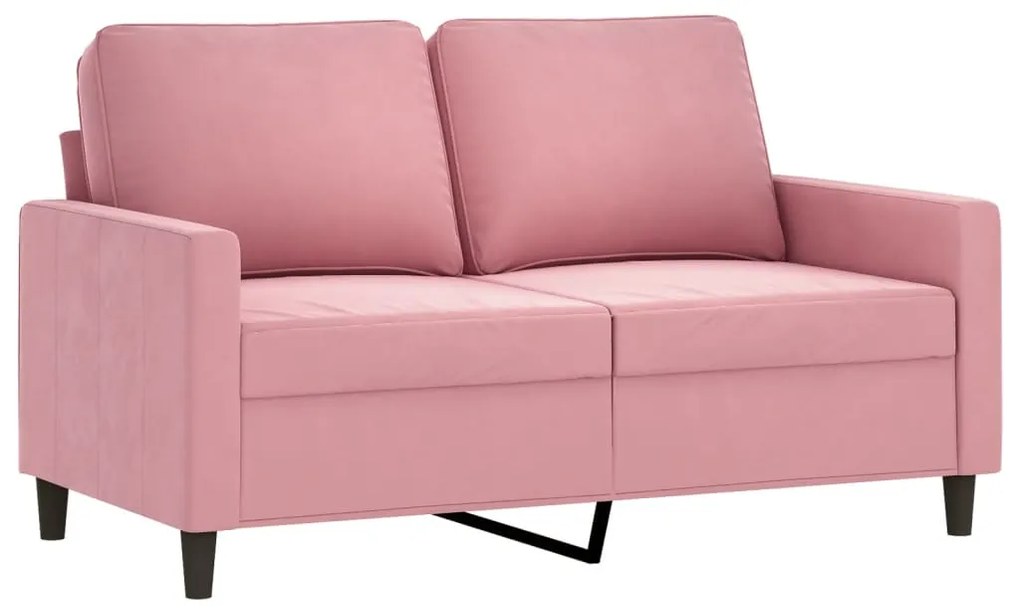 2 pcs conjunto de sofás com almofadões veludo rosa