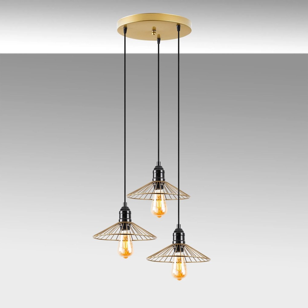 Candeeiro de Teto Kila – Dourado Brilhante – 53 x 53 x 114 cm