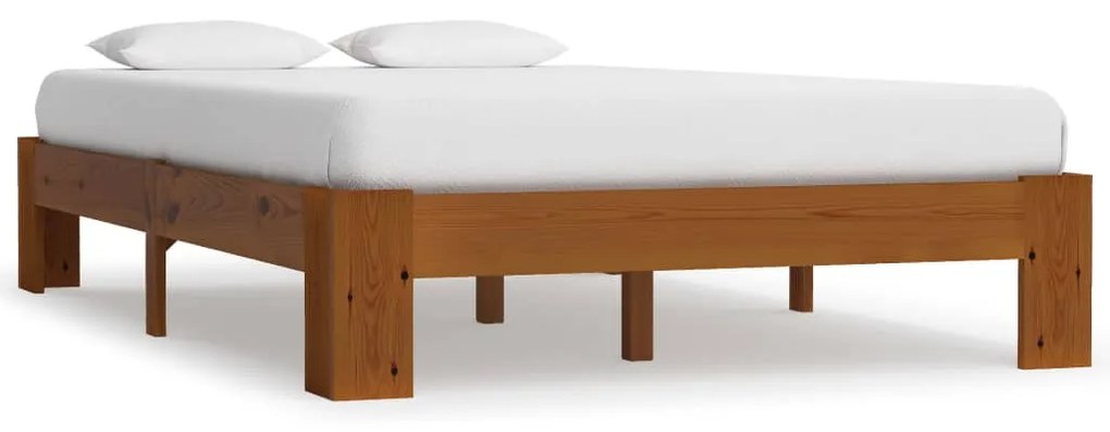283288 vidaXL Estrutura de cama 120x200 cm pinho maciço castanho-claro