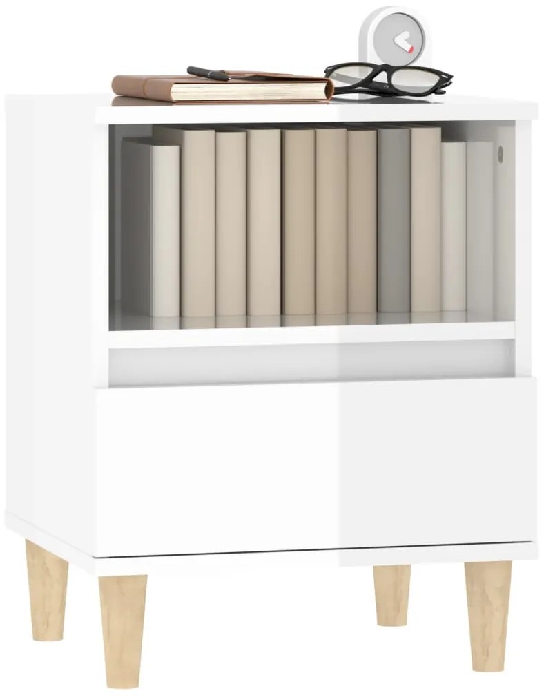 Mesas de cabeceira 2 pcs 40x35x50 cm branco brilhante