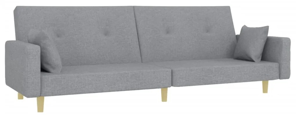 Sofá-cama de 2 lugares c/ apoio de pés tecido cinzento-claro
