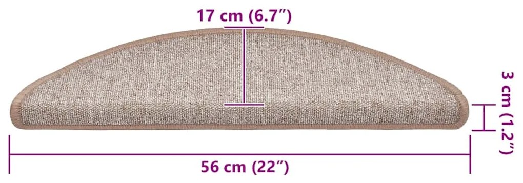 Tapetes de escada 30 pcs 56x17x3 cm castanho-claro