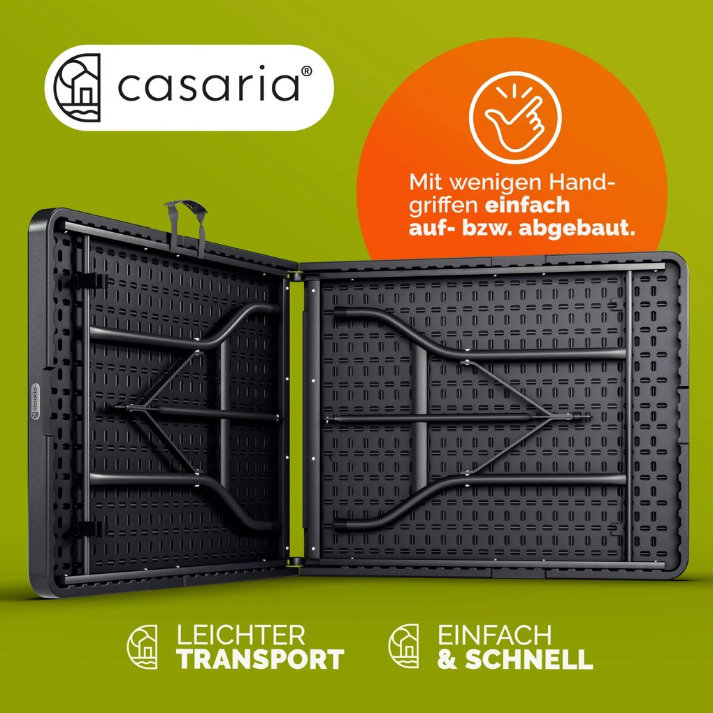 Mesa dobrável em plástico jardim, campismo 183x75x73cm antracite