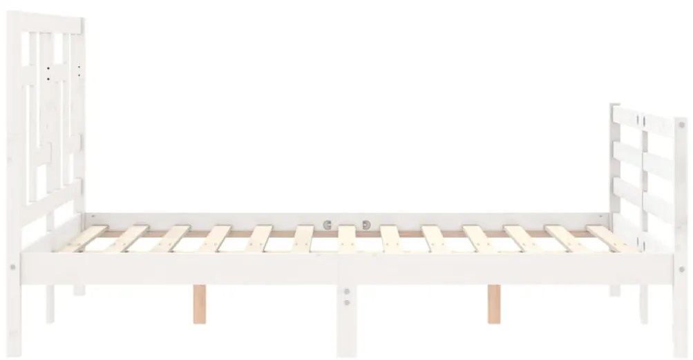 Estrutura de cama com cabeceira 140x200cm madeira maciça branco
