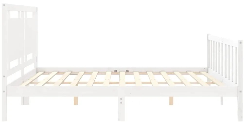 Cama sem colchão 200x200 cm madeira de pinho maciça branco