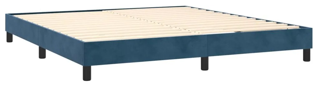 Cama box spring c/ colchão/LED 160x200 cm veludo azul-escuro