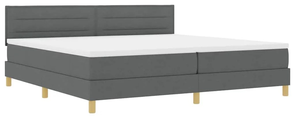 Cama Box Spring com Colchão &amp; LED Cinza Escuro 200x200 cm Tecido