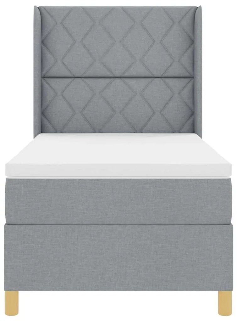 Cama Box com Colchão Cinza Claro 100 x 200 cm, Tecido