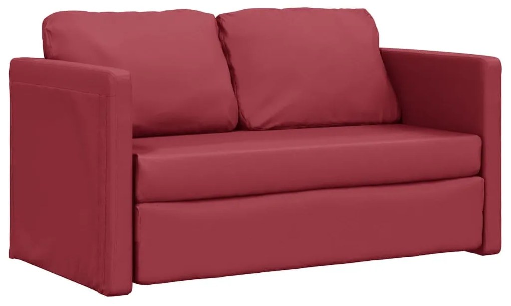 Sofá-cama sem pés 112x174x55 cm couro artificial vermelho tinto