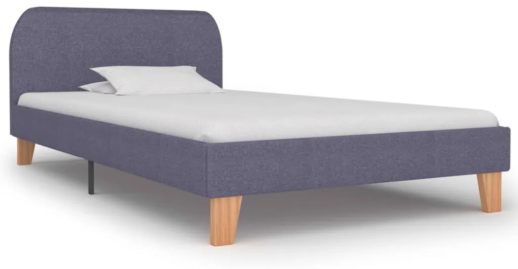 Estrutura de cama em tecido 90x200 cm cinzento-claro