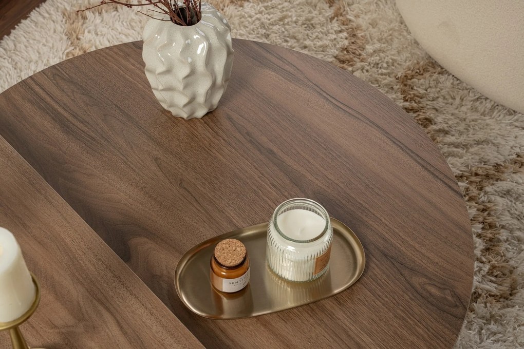 Mesa de Café Orion - Nogueira e Branco - 90x30x60 cm & 85x35x30 cm