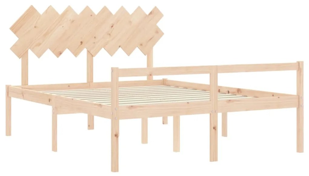 Cama para idosos com cabeceira 160x200 cm madeira maciça