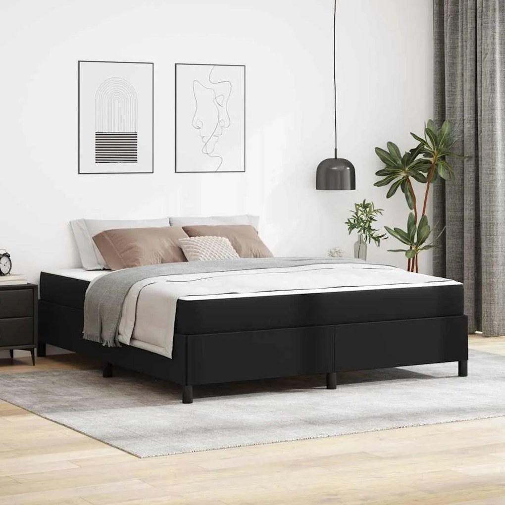 vidaXL Estrutura da Cama com colchão Preto 180 x 200 cm tecido