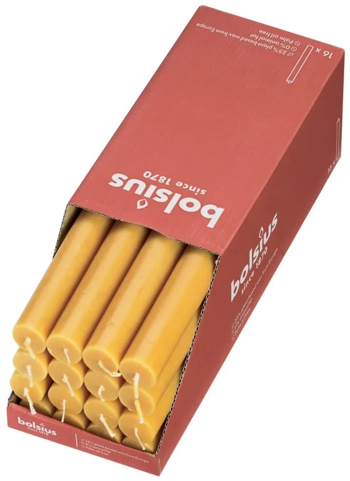 440866 Bolsius Velas de mesa Shine 16 pcs 27 cm amarelo mel