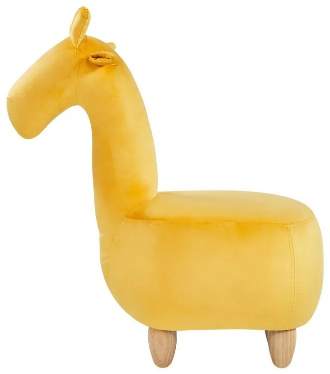 Tamborete em veludo amarelo GIRAFFE Beliani