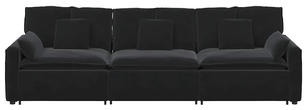 Sofá modular com almofadas preto