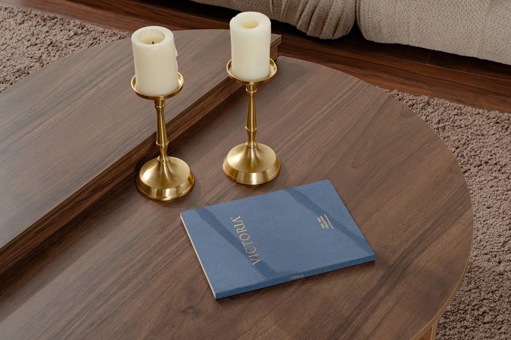 Mesa de Café Orion - Nogueira - 90x30x60 cm e 85x35x30 cm